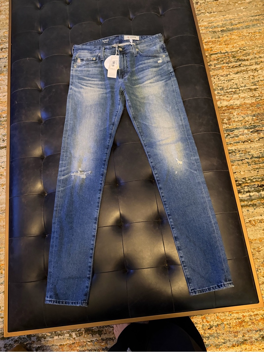 Ag Mens Blue Washed Denim Jeans The Dylan skinny jeans